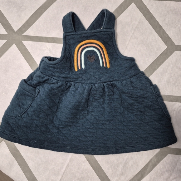 Green Overall baby dress with rainbow design 3-6 months - Picture 3 of 5